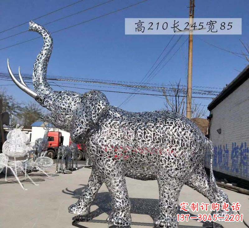 淄博不锈钢镂空大象雕塑精美绝伦的艺术品