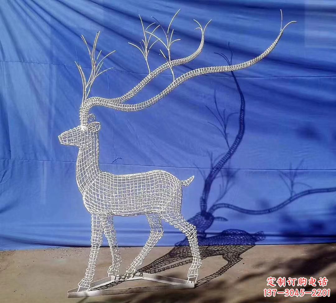 淄博不锈钢麋鹿雕塑精美的景观装饰品