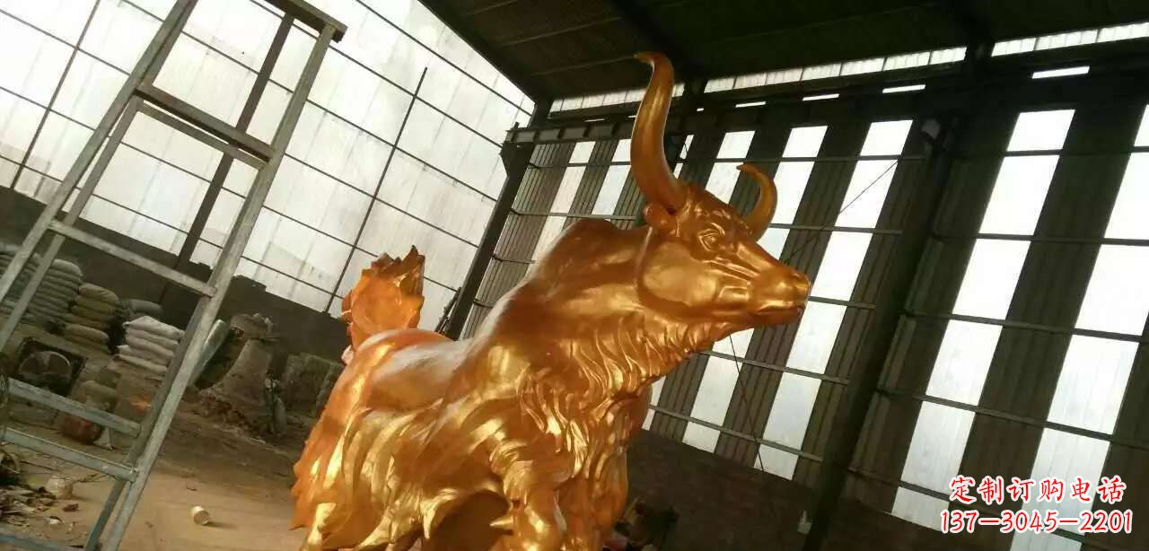 淄博精美不锈钢牦牛钛金雕塑