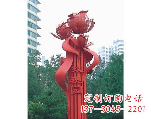 淄博不锈钢玫瑰雕塑精美艺术之美