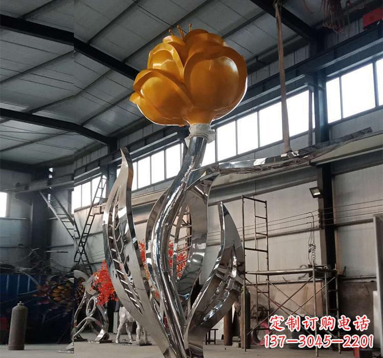 淄博不锈钢玫瑰花雕塑一款非凡的艺术品