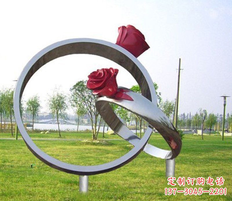 淄博不锈钢玫瑰戒指雕塑