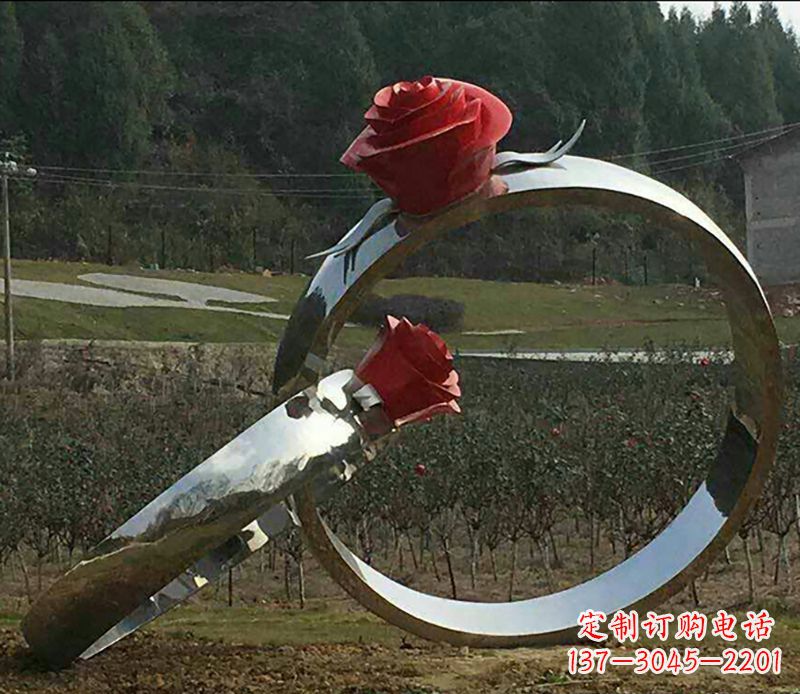 淄博不锈钢玫瑰雕塑精美的艺术珍品