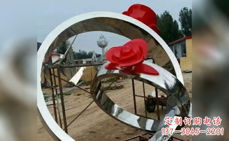 淄博不锈钢玫瑰花戒指雕塑