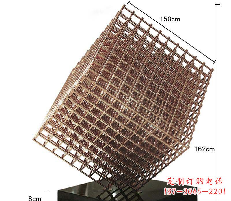 淄博玫瑰金色几何雕塑