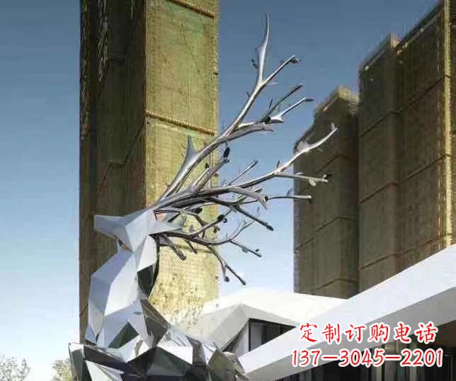 淄博梅花鹿雕塑美丽的景观和动物雕塑