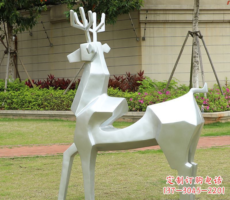 淄博不锈钢美陈动物雕塑——鹿