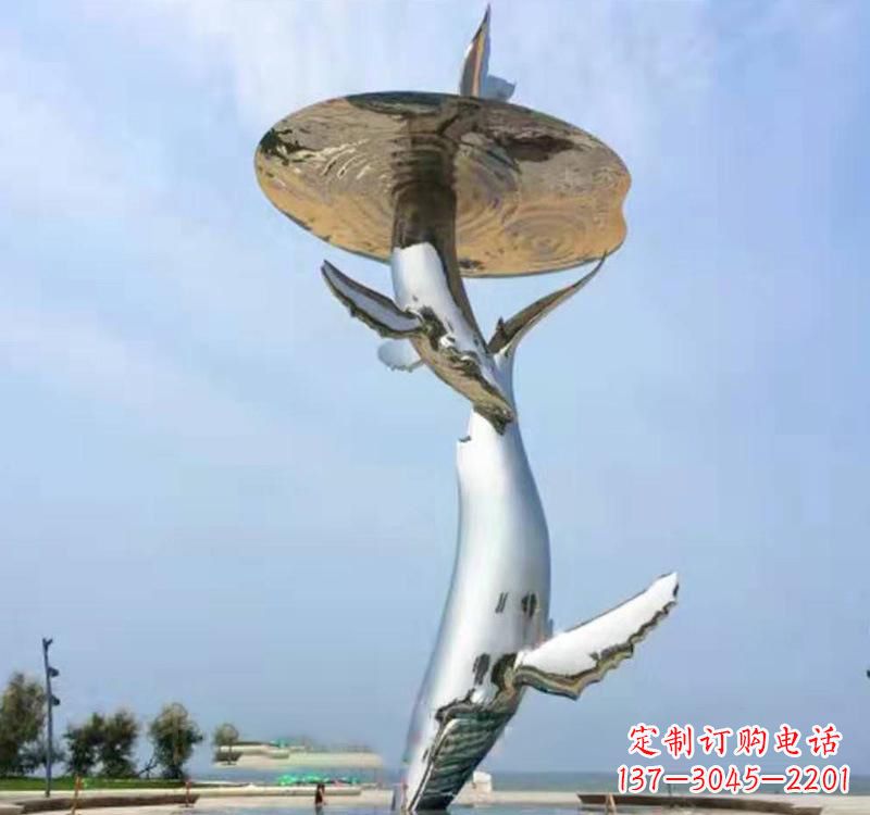 淄博不锈钢海豚雕塑精美的艺术品