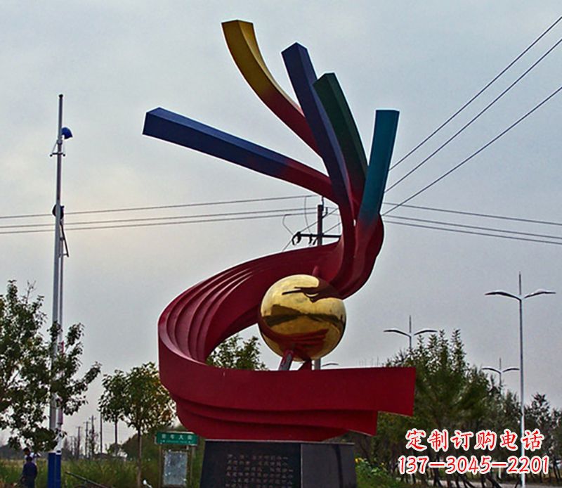淄博不锈钢飘带雕塑艺术与自然的完美结合