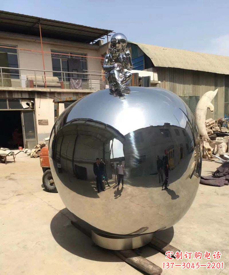 淄博精美不锈钢苹果雕塑