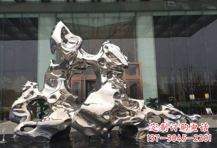 淄博精美太湖石雕塑,不锈钢企业的杰作