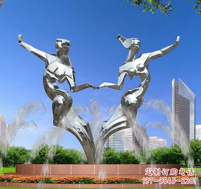 淄博不锈钢情侣雕塑浪漫永恒的象征