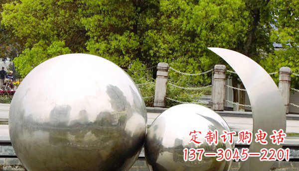 淄博不锈钢球形地球月亮雕塑精美的艺术之作
