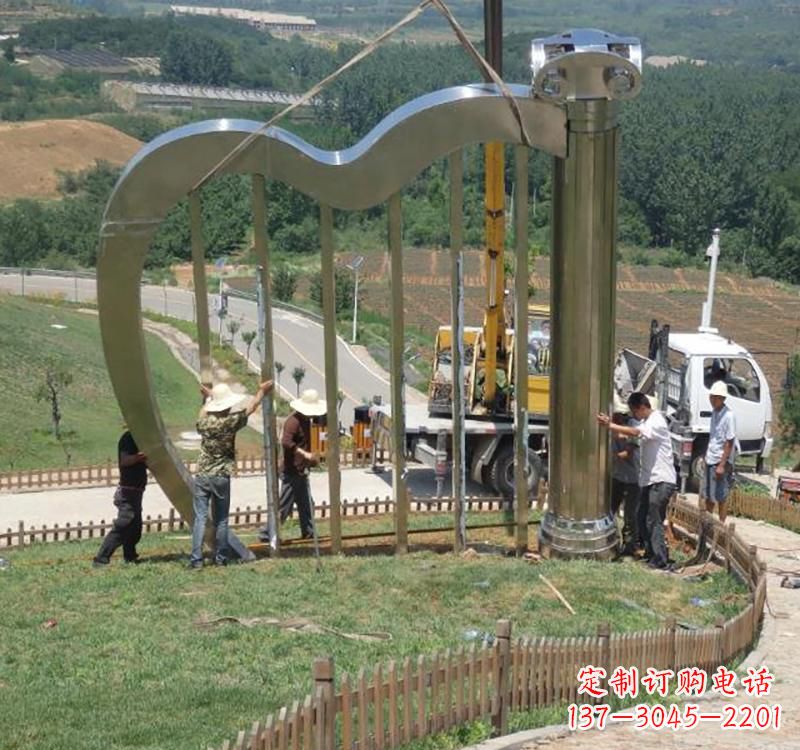 淄博音乐美学不锈钢竖琴雕塑