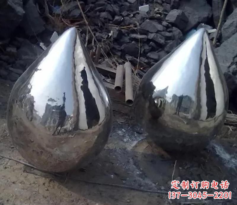 淄博不锈钢水滴雕塑美丽绽放