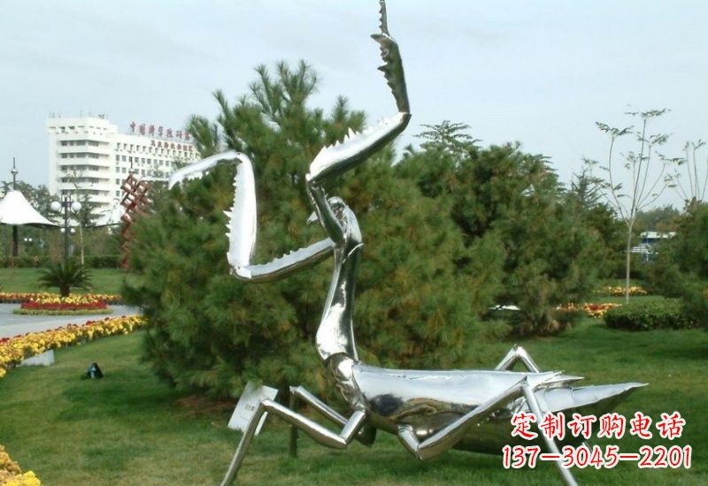 淄博不锈钢螳螂雕塑艺术的精美结晶