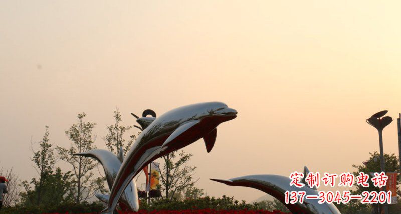 淄博不锈钢海豚雕塑跳跃的美丽