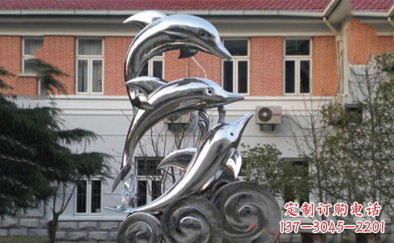 淄博不锈钢跳跃海豚雕塑