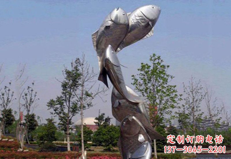 淄博不锈钢跳跃的鲤鱼雕塑