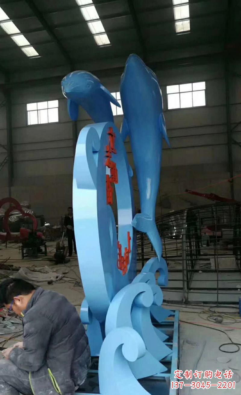 淄博不锈钢海豚雕塑精致优雅的艺术品