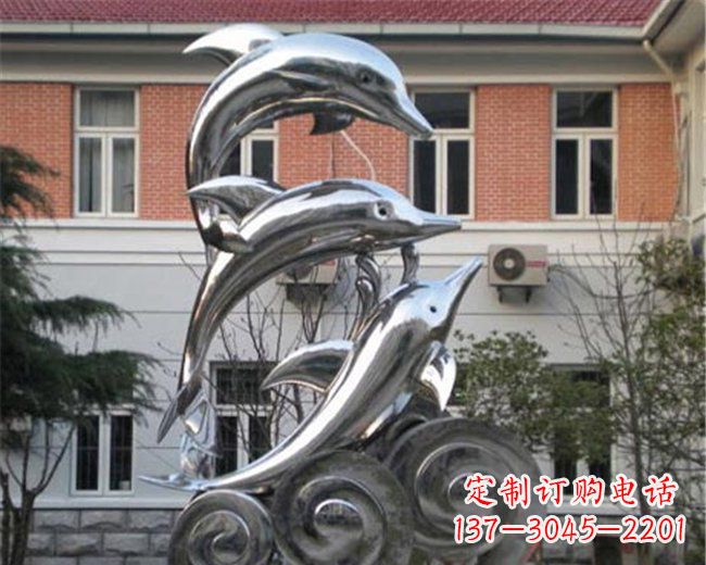 淄博不锈钢海豚雕塑跳跃的海洋精灵