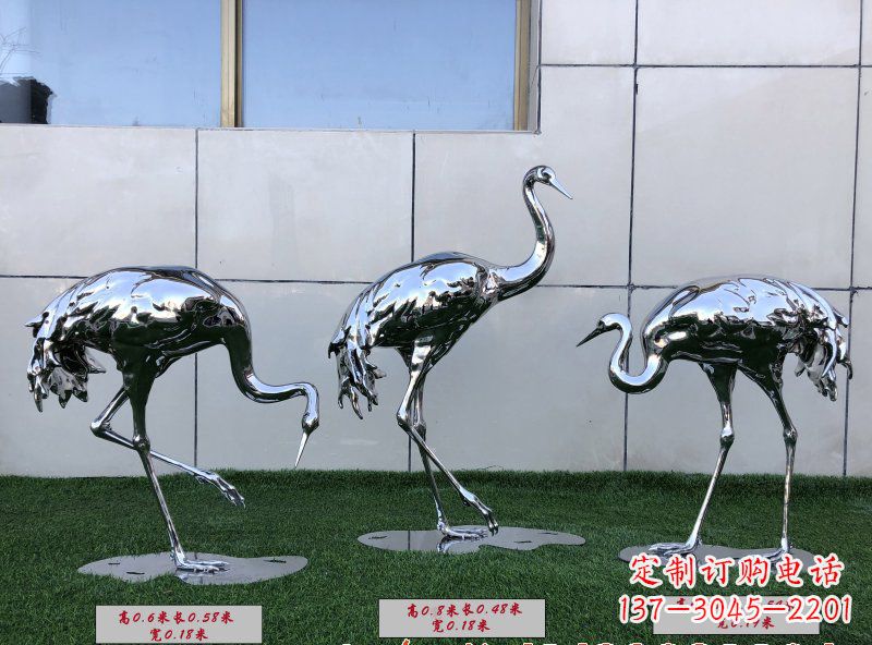 淄博不锈钢仙鹤雕塑传承中国古典美感