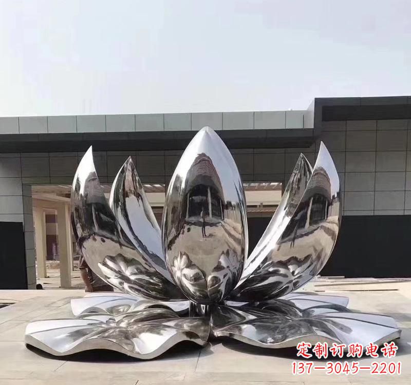 淄博不锈钢现代镜面荷花雕塑精美绝伦