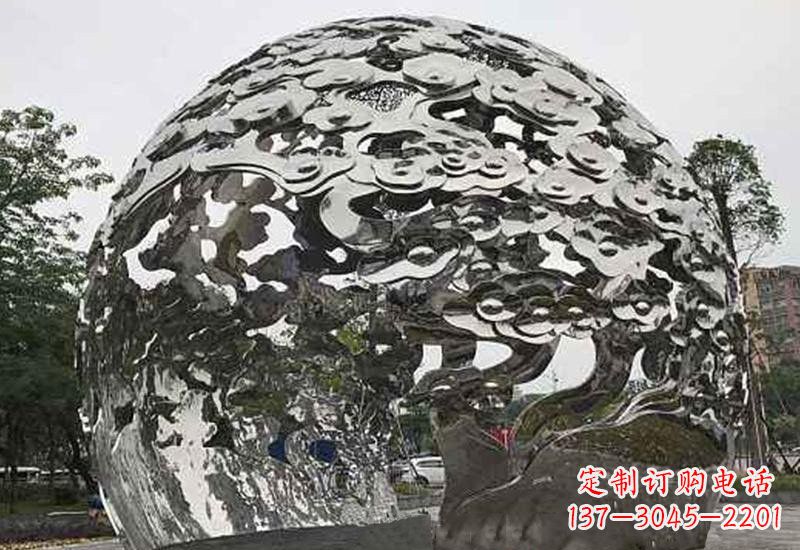淄博不锈钢祥云镂空球拱门雕塑