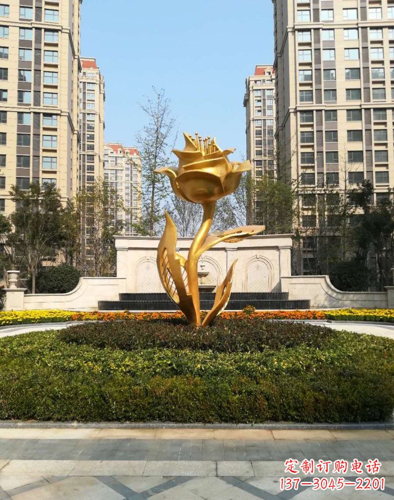 淄博不锈钢小区玫瑰花雕塑浓郁情感的视觉体验
