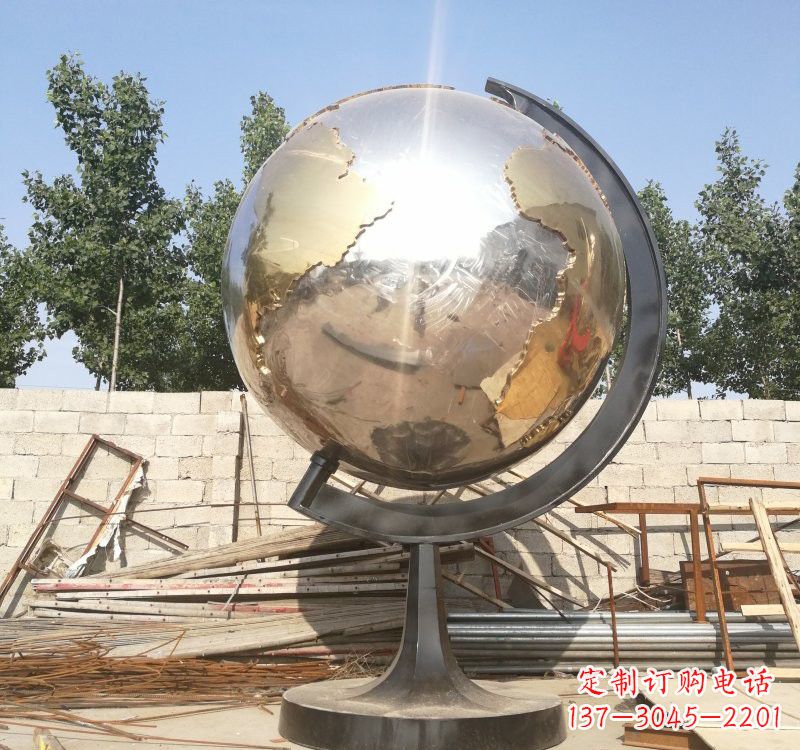 淄博不锈钢校园地球仪雕塑校园精神体现