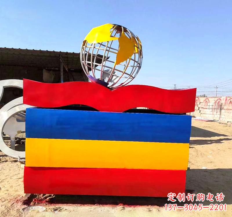 淄博不锈钢校园地球仪雕塑缅怀地球之美
