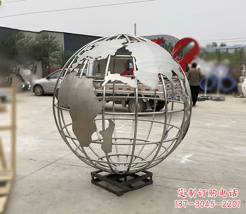 淄博不锈钢校园地球仪雕塑见证地球美景
