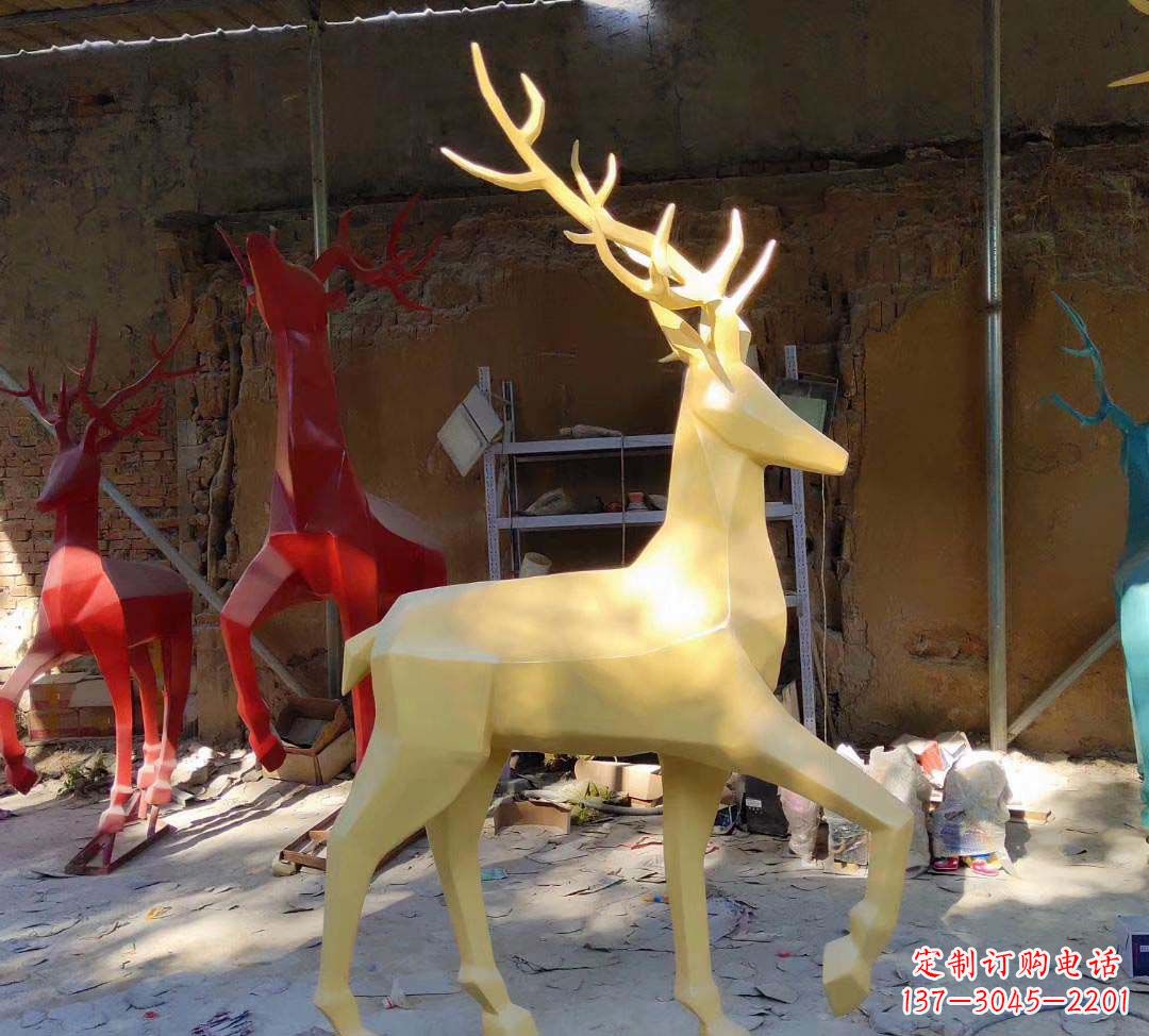 淄博新款仿真不锈钢小鹿雕塑