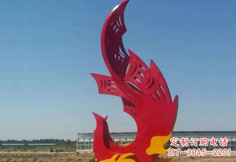 淄博凤凰雕塑传承不锈钢园林艺术