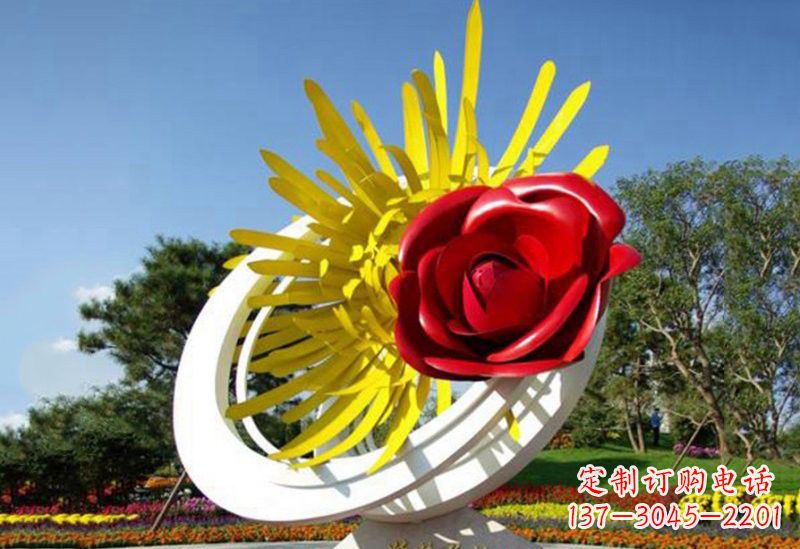 淄博不锈钢玫瑰花雕塑——给城市景观带来美丽