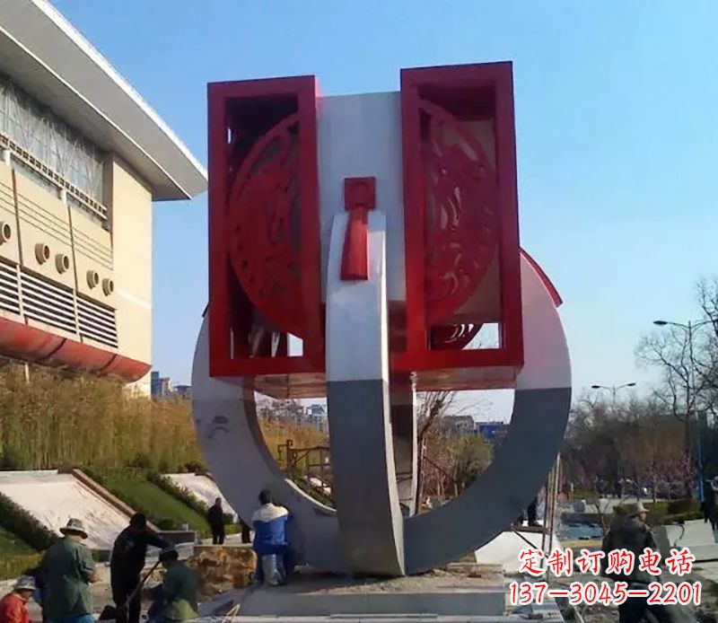 淄博不锈钢圆环雕塑象征着永恒的美