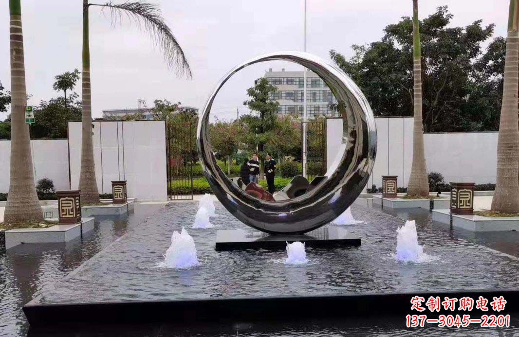 淄博圆环景观喷泉雕塑视觉与声音的完美结合