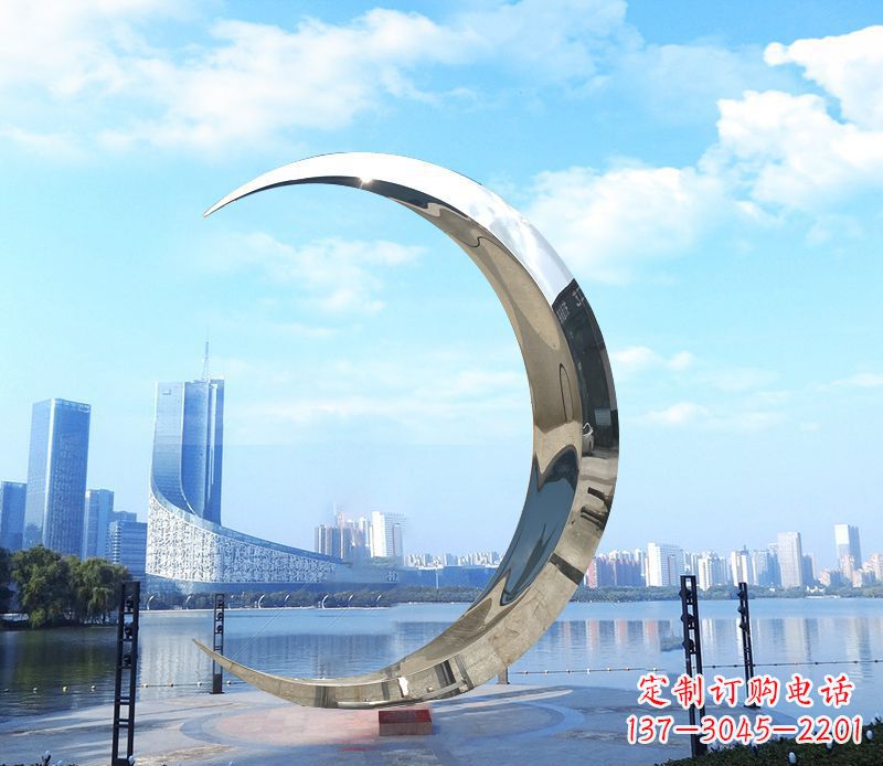 淄博不锈钢月亮雕塑象征着美丽的月亮