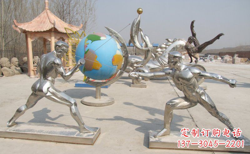 淄博勇敢者的身影——不锈钢运动员击剑雕塑