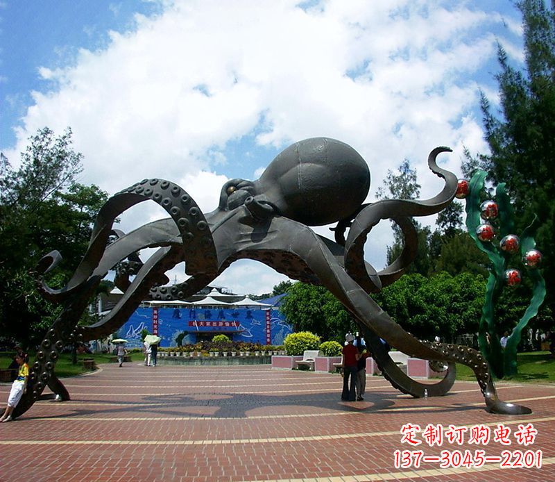 淄博不锈钢章鱼雕塑精美艺术品