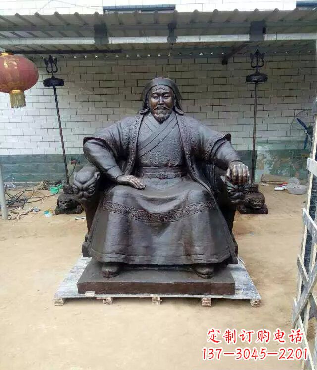 淄博成吉思汗铜雕古代伟人