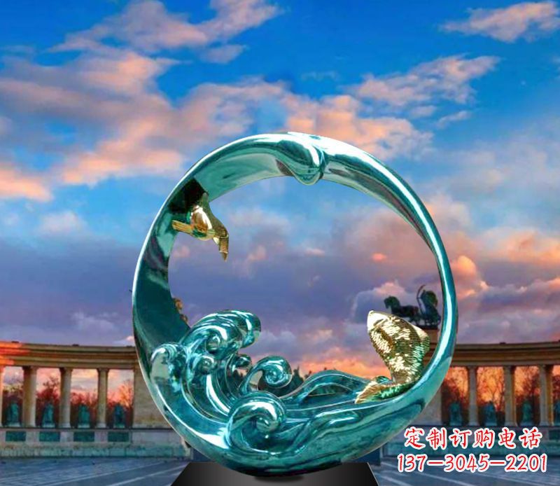 淄博城市之环不锈钢彩银雕塑