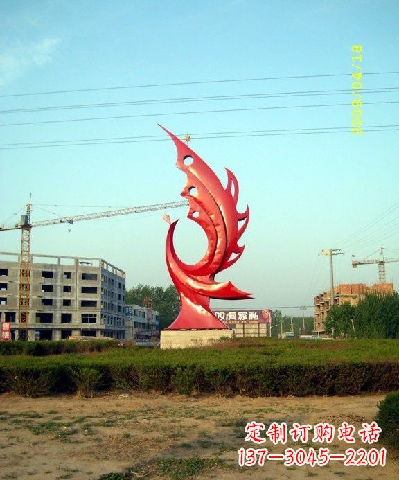 淄博不锈钢凤凰雕塑传承传统文化的艺术精品
