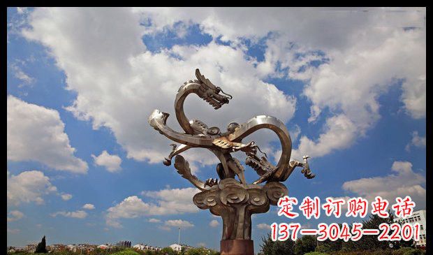 淄博城市抽象双龙雕塑