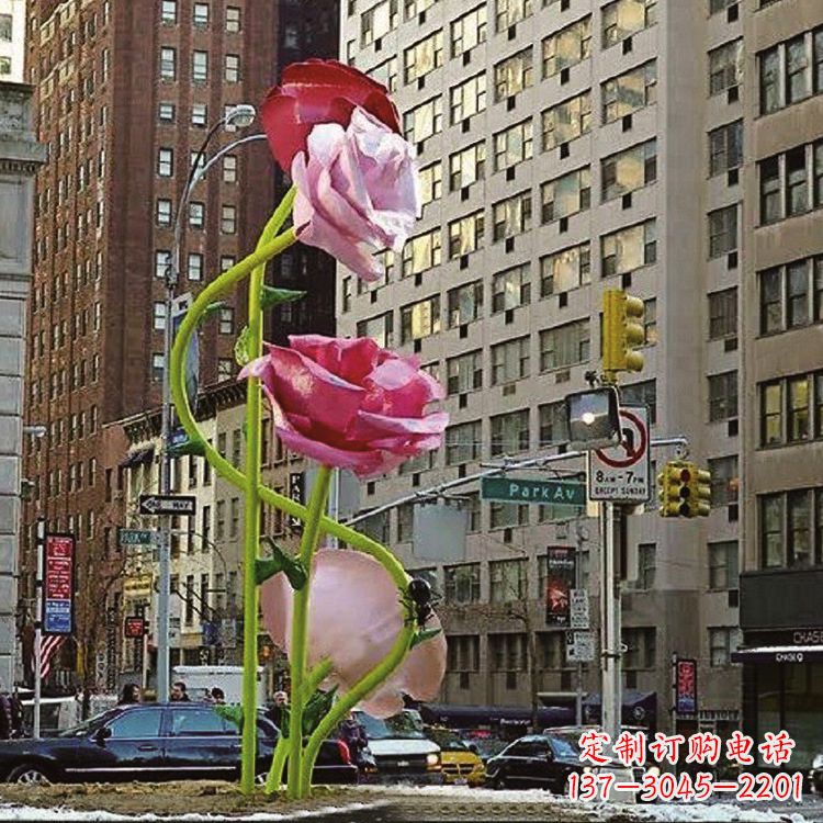 淄博美丽的城市玫瑰雕塑