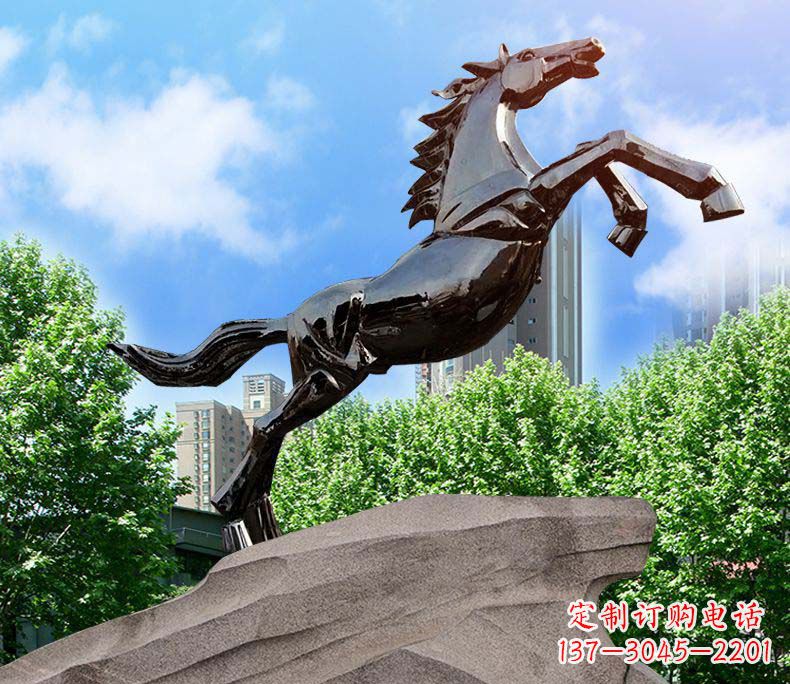 淄博镜面不锈钢奔马雕塑给城市增添灵气