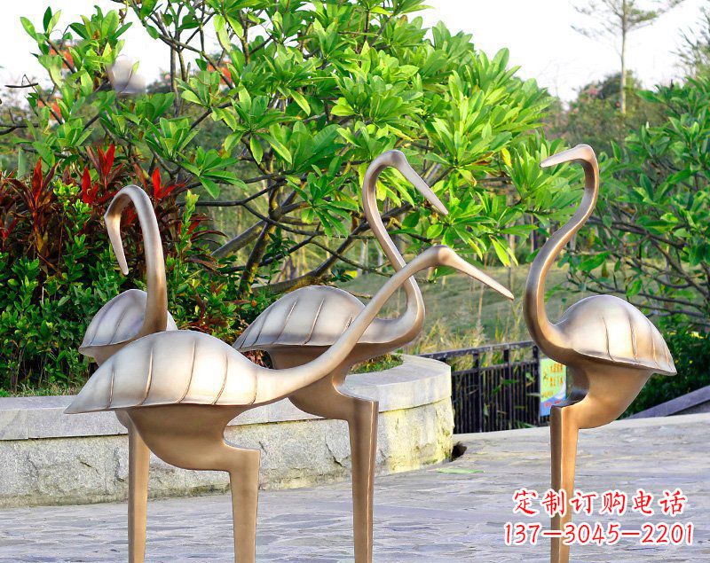 淄博抽象丹顶鹤铜雕