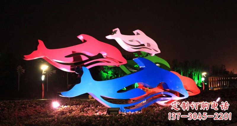 淄博抽象海豚公园不锈钢雕塑