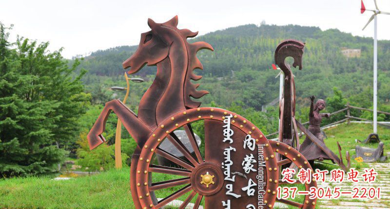 淄博传承历史魅力,不锈钢马车雕塑悠然屹立