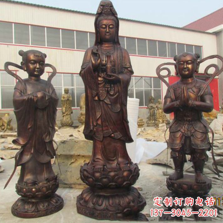 淄博纯铜观音菩萨雕塑佛家艺术的精粹